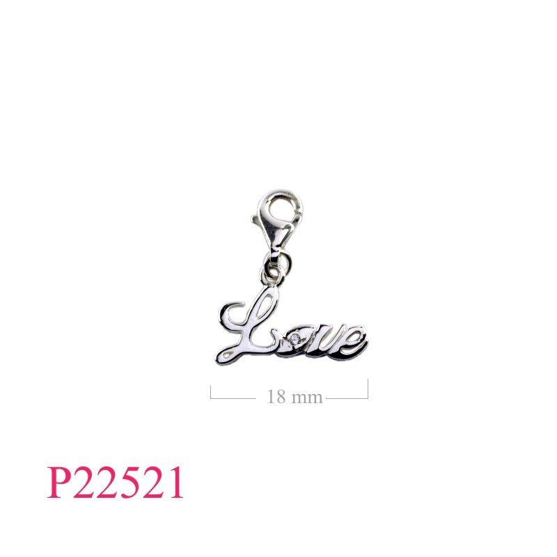 LOVE Pendant with small CCZ and 9mm clasp lock.