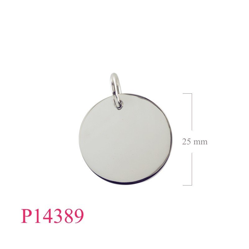 Pendant, 25mm round tag.