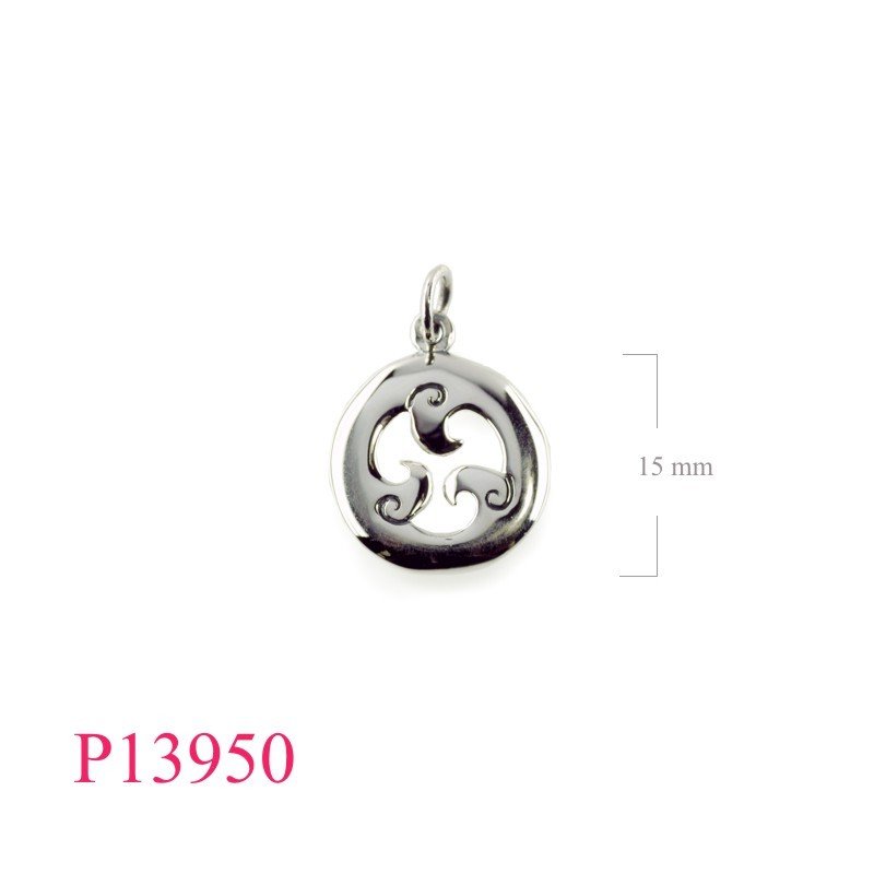Pendant, round wave design.