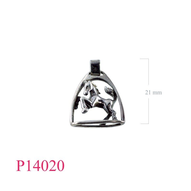 Pendant, pony in frame.