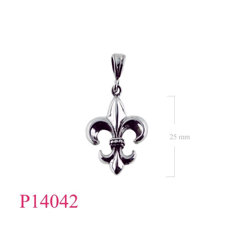 Pendant, 2 sides Fleur de lis with bail.