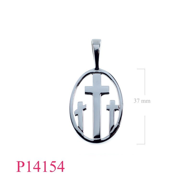 Pendant, 3 crosses in oval.