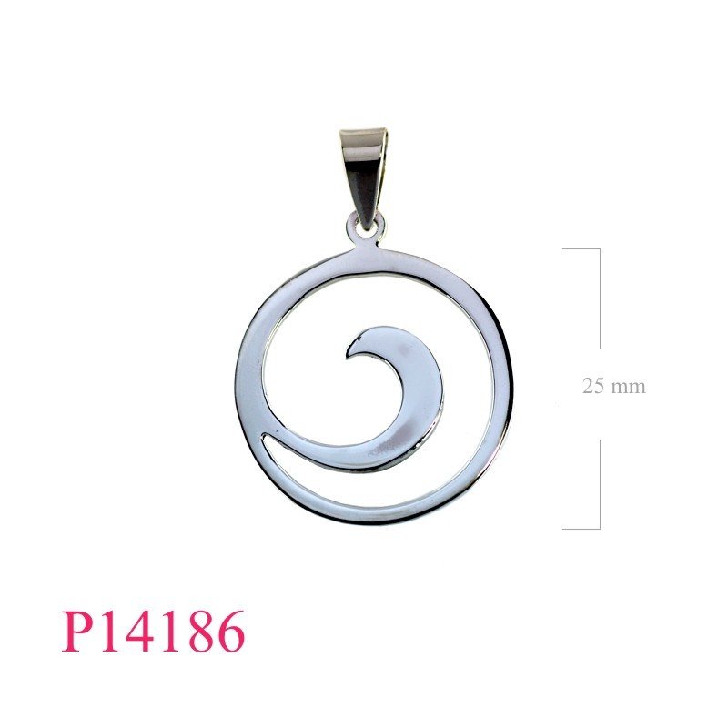 Pendant, 25mm flat swirl.