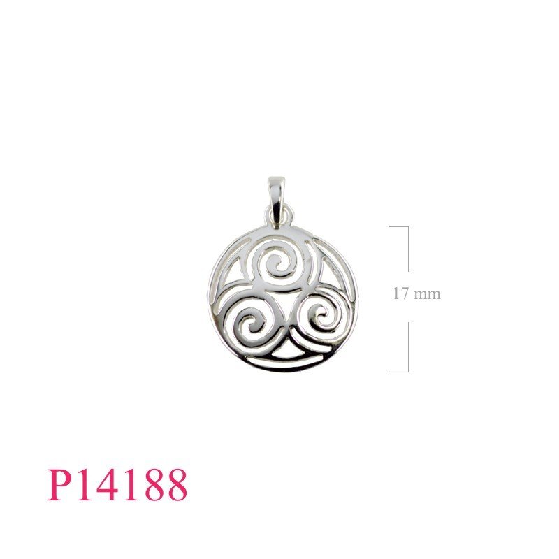 Pendant, 17mm round opened swirls design.