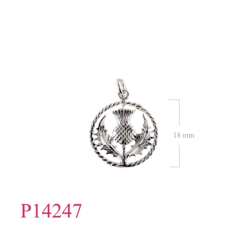 Pendant, Thistle in round frame.