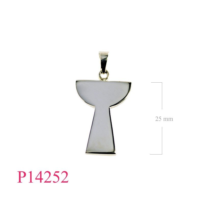 Pendant, flat cup shape.