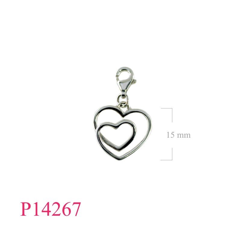 Pendant, clip hearts.