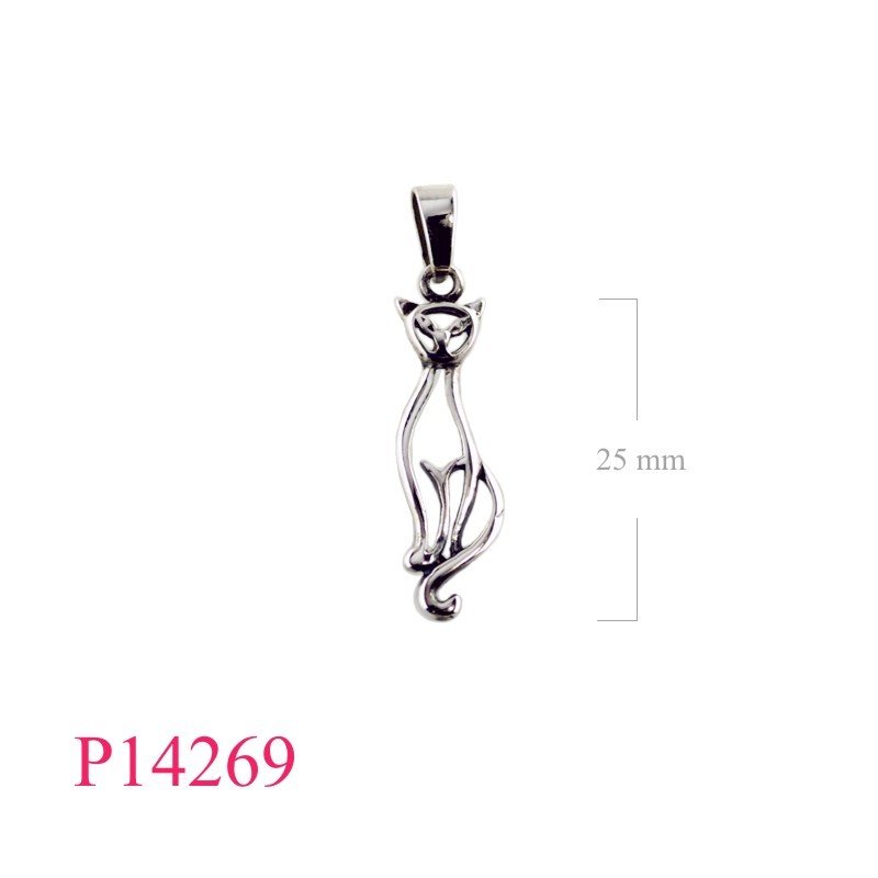Pendant, 23mm opened sitting cat.