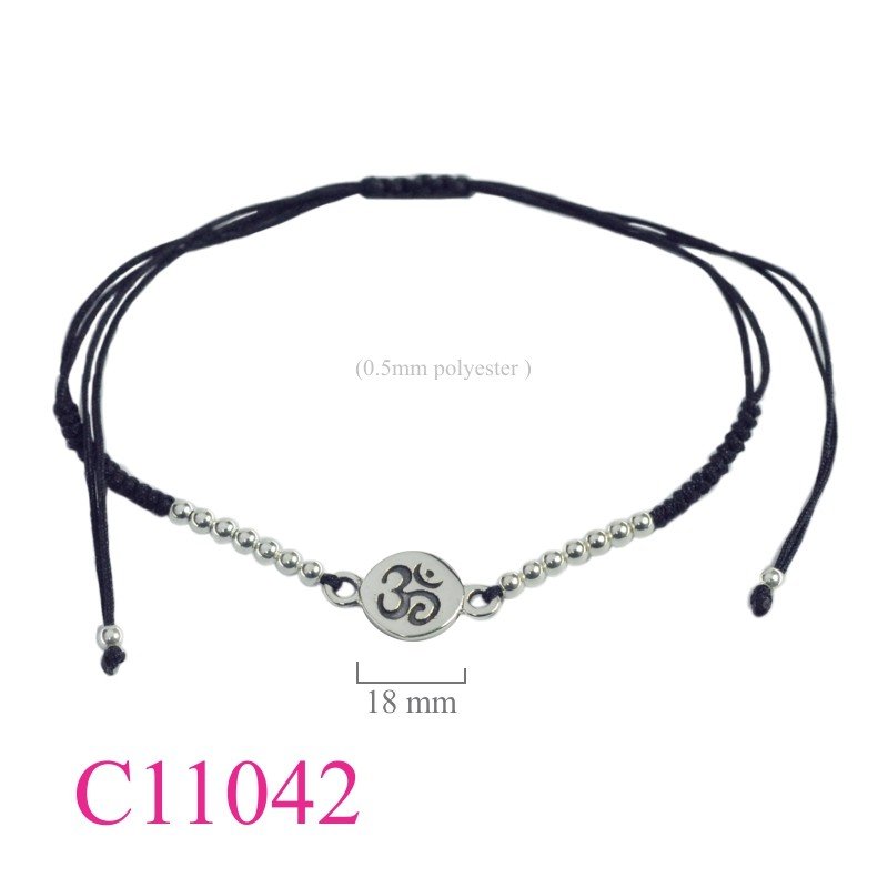 Bracelet, round Om with polyester string.
