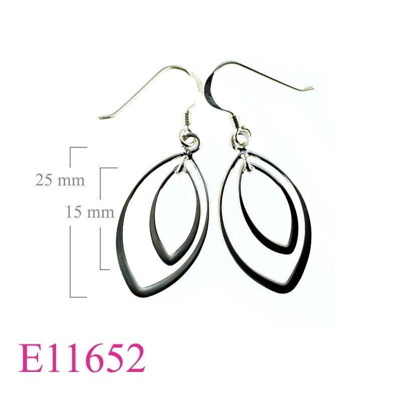 Earrings, 2 hanging marquise shape (Small version).