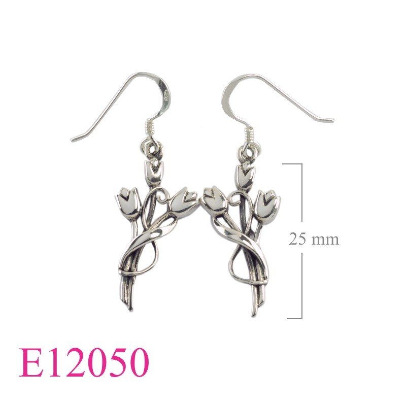 Earrings, 3 tulips.