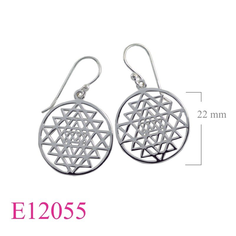 Earrings, 22mm round openwork Geometry (dot hook).