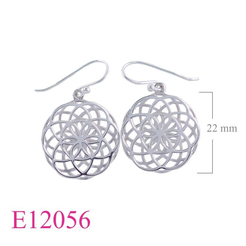 Earrings, 22mm openwork Seed of Life (dot hook).