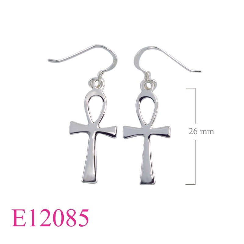 Earrings, 25mm ankh.