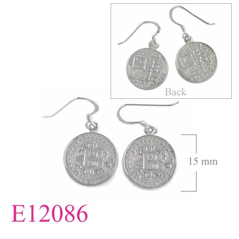 Earrings, 1/16 Bit coin.
