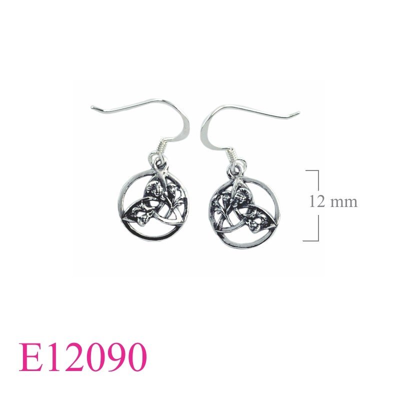 Earrings, round Trinity and Thistles.