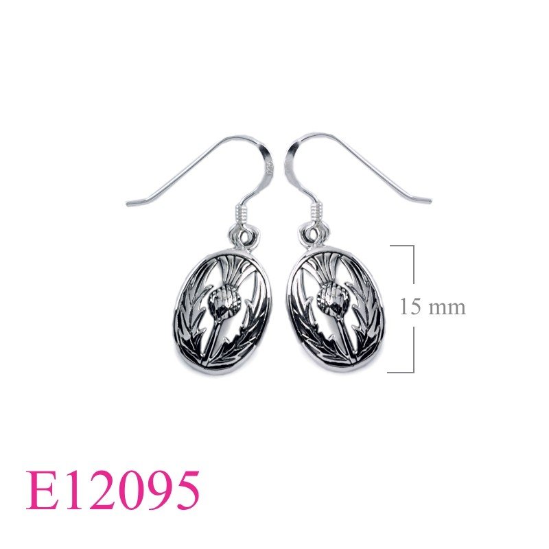 Earrings, oval Thistle.
