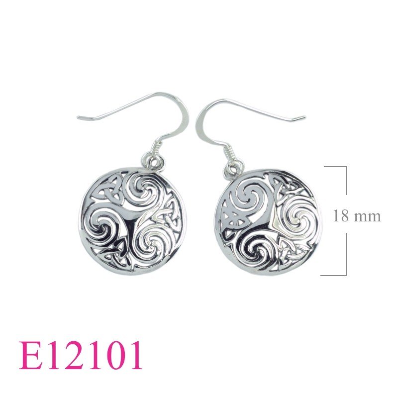 Triskelion Earrings, 18mm round Triskelion.