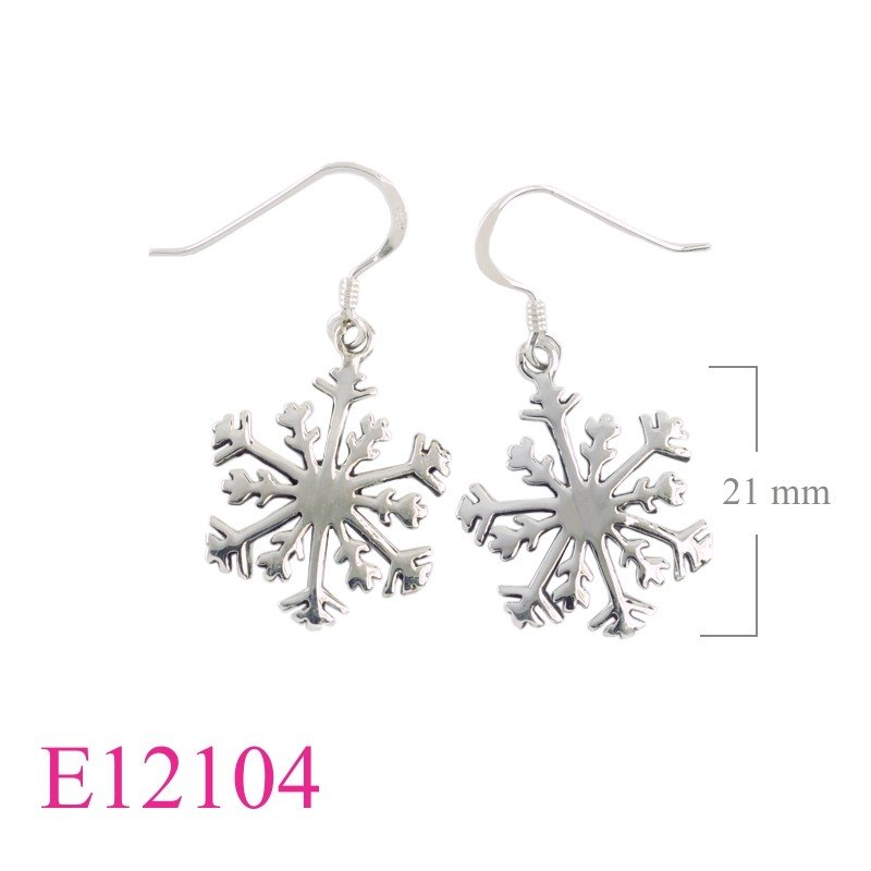 Earrings, 19mm snowflake.