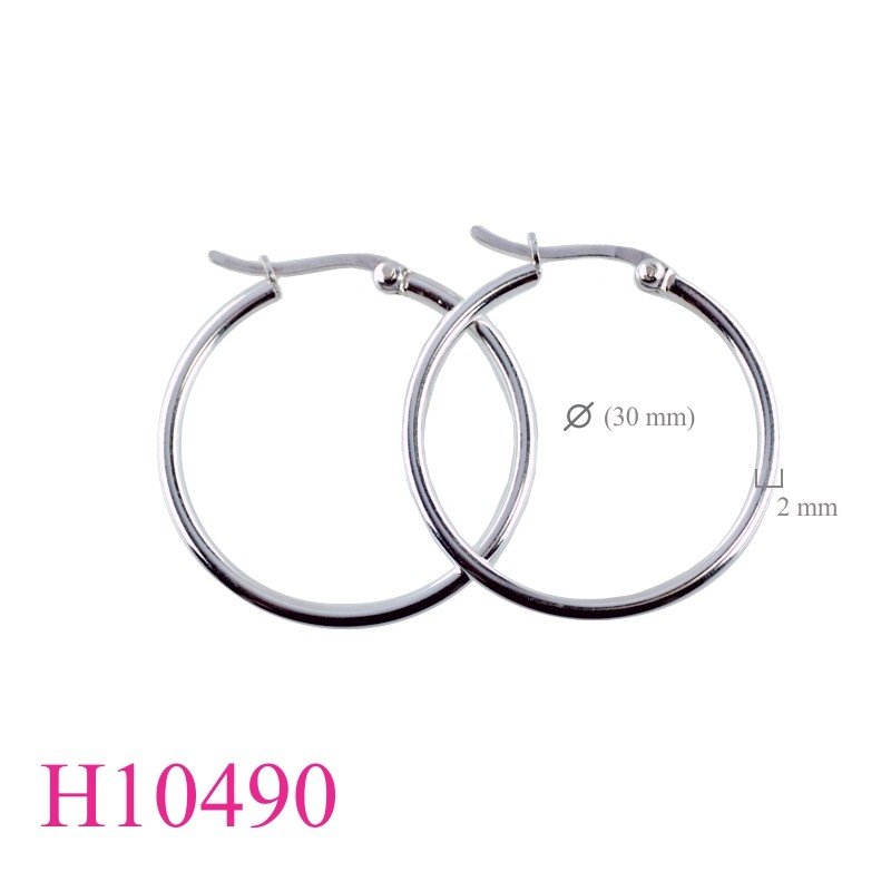 Earrings, 2x30mm hoop click lock.