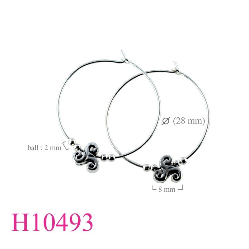 Triskelion Earrings, Triskelion and hoop.