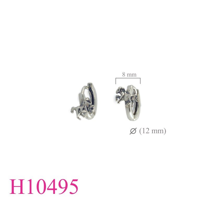 Earrings, horse on hoop.