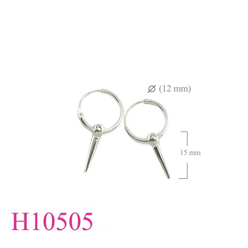 Earrings, 1.2x12mm hoop and long drop.