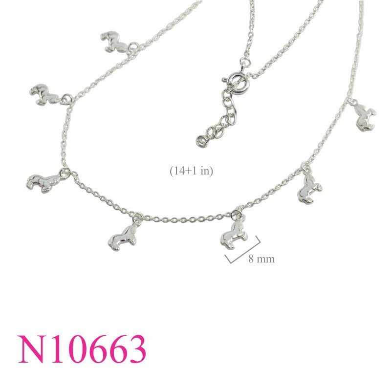 Necklace, 14+1 inches chain and 7 hanging horses.
