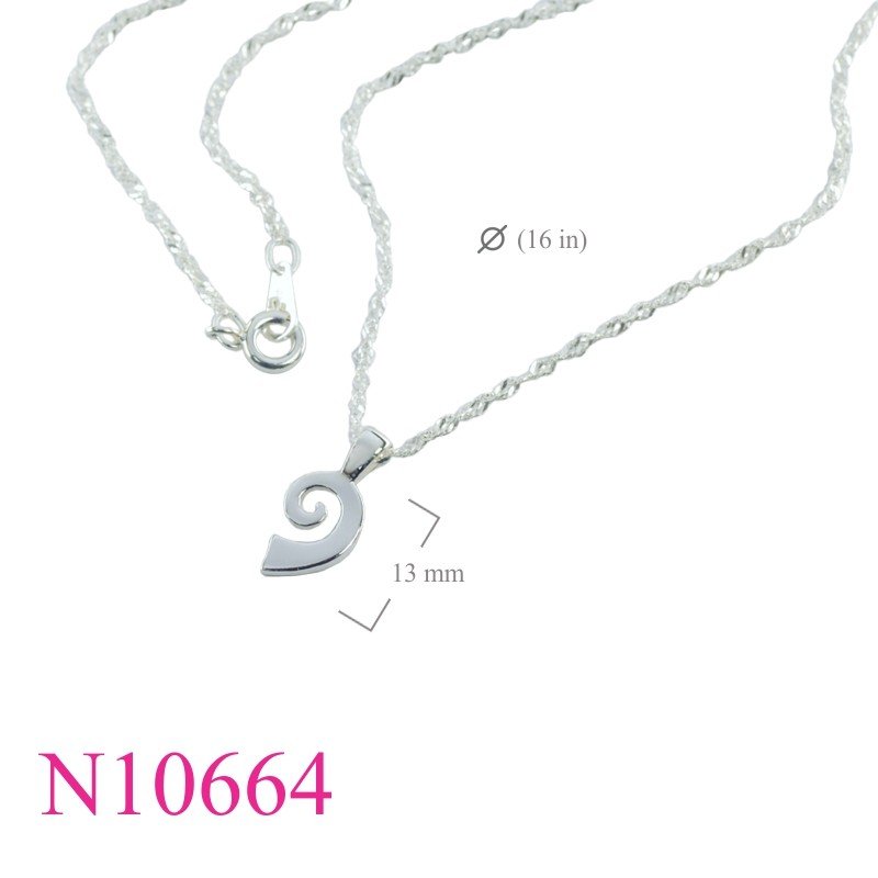 Necklace, 16 inches twist chain and swirl charm.