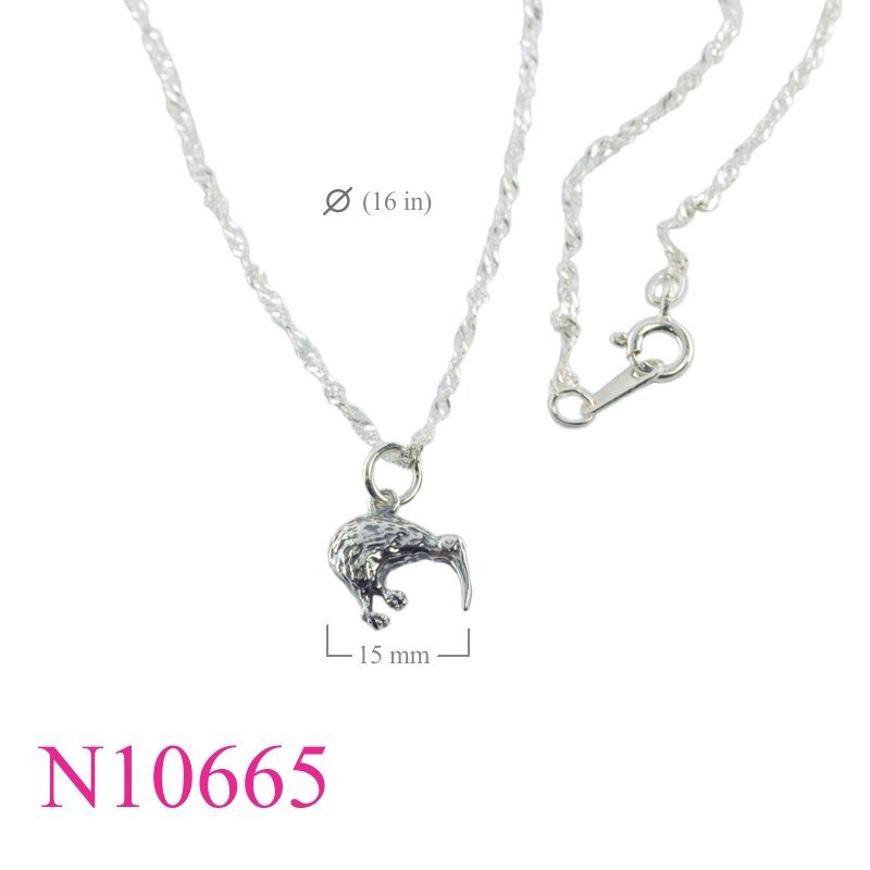 Necklace, 16 inches twist chain and kiwi charm.