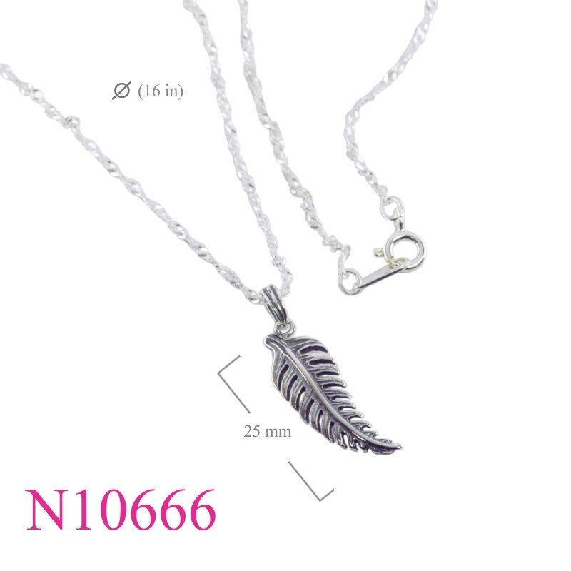 Necklace, 16 inches twist chain and fern charm.