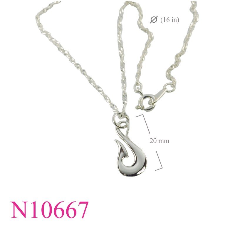 Necklace, 16 inches twist chain and hook charm.
