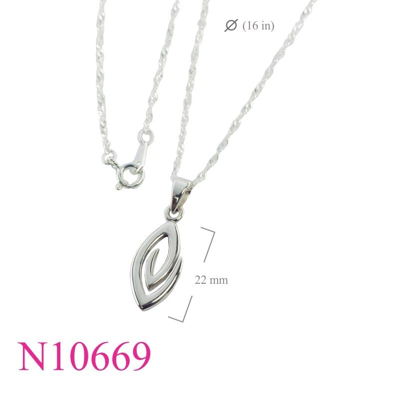 Necklace, 16 inches twist chain and swirl marquise shape  charm.
