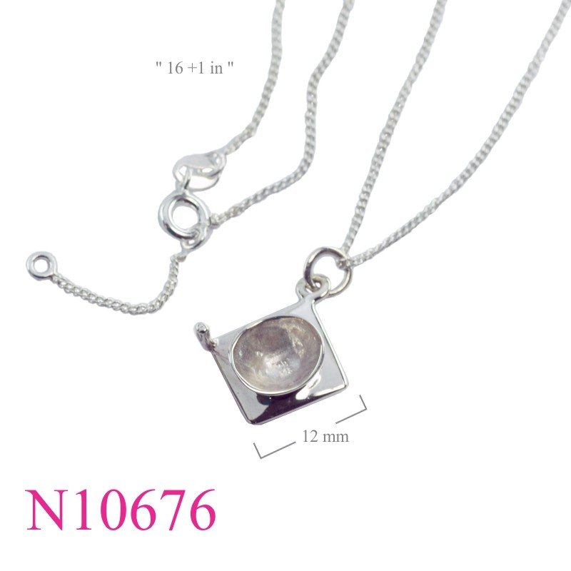 Necklace, 16 inches chain and graduate hat.