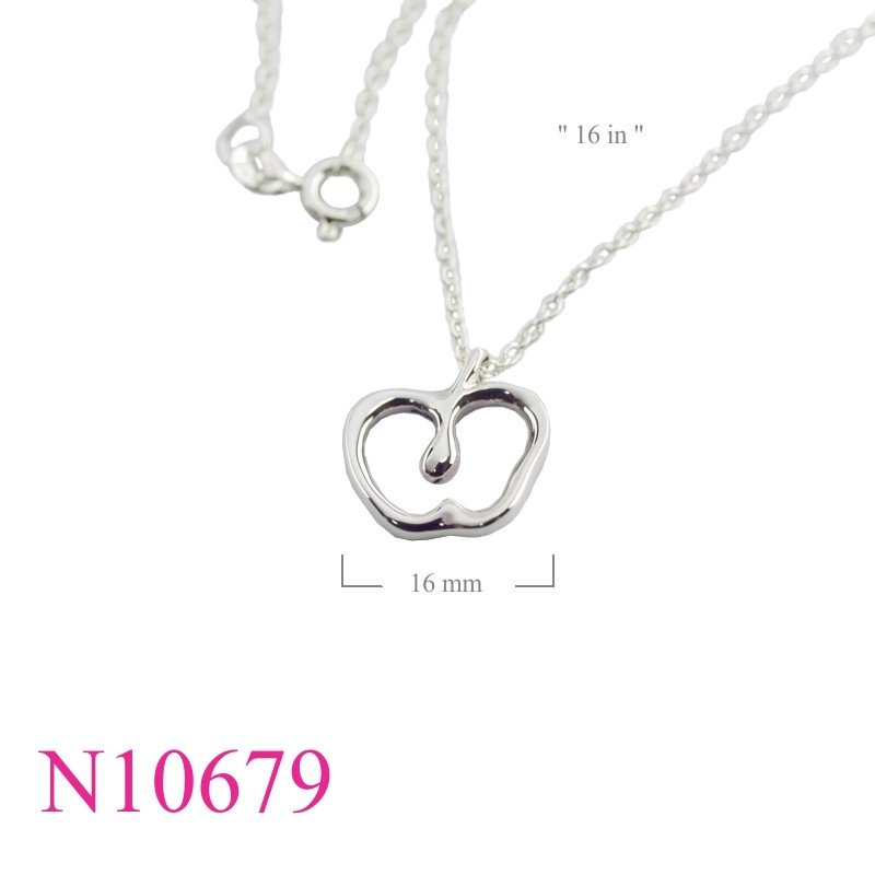 Necklace, 16 inches chain and openwork apple.