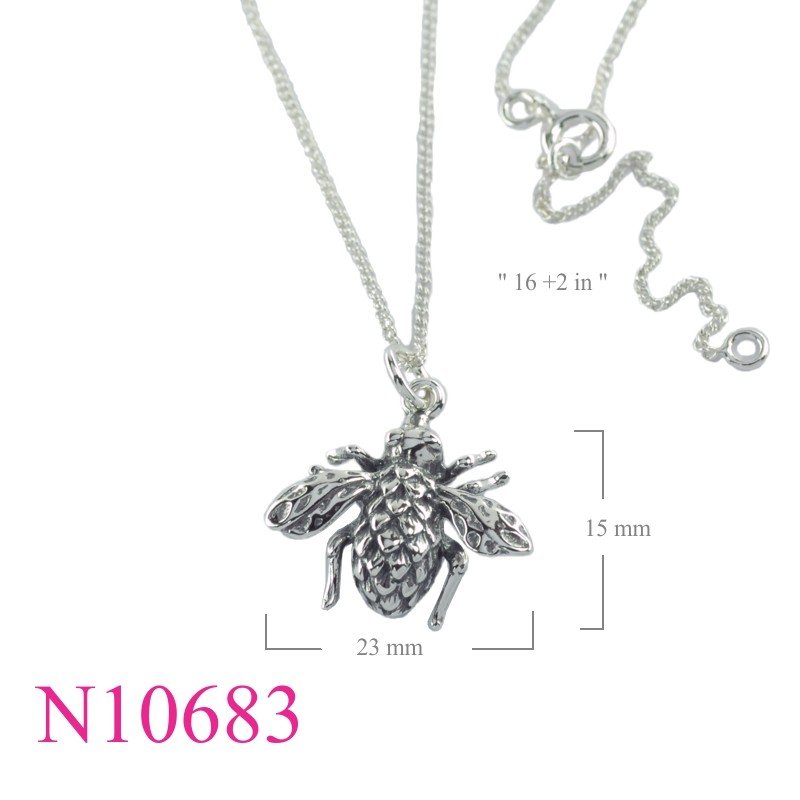 Necklace, 16 inches chain and bee charm.