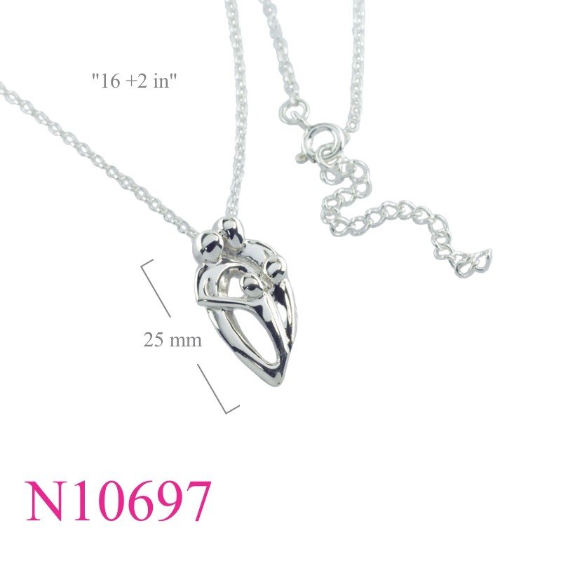 Necklace, 16 inches chain and mom dad & 2 kids charm.