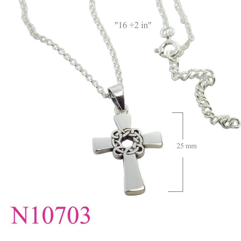 Celtic Necklace, Cross Necklace, 16 inches chain and Celtic charm.