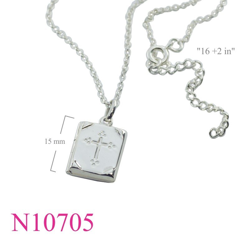 Locket Necklace, Cross Necklace, 16 inches chain and rectangular   charm.