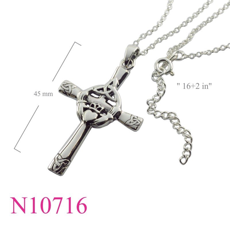 Necklace, 16 inches chain and Cladddgh cross charm.
