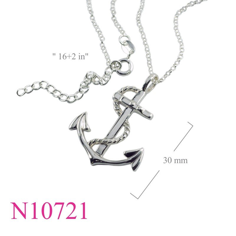 Necklace, 16 inches chain and anchor charm.