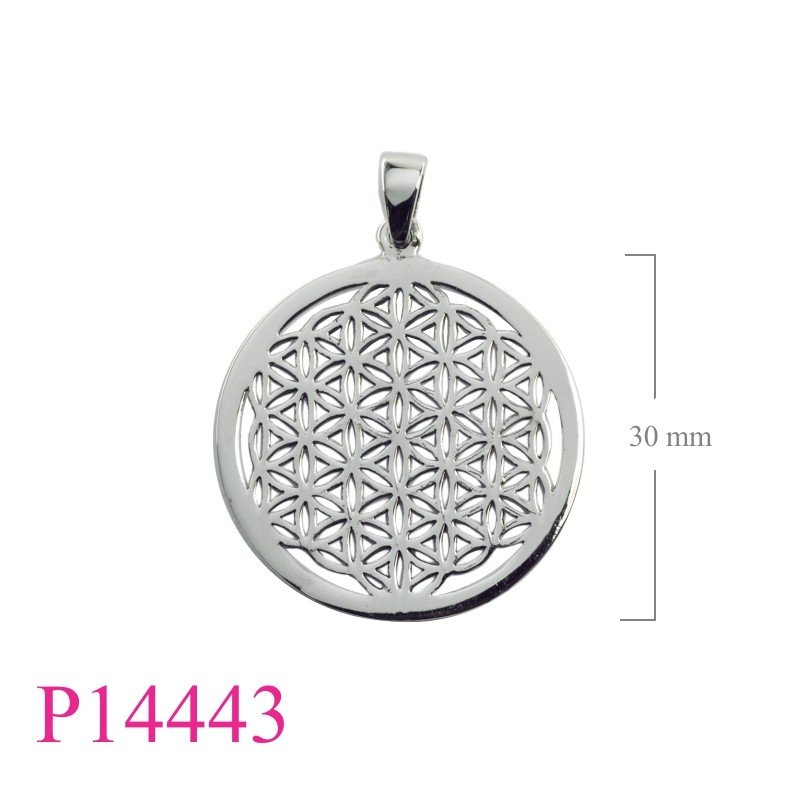 Pendant, 30mm round Flower of life.