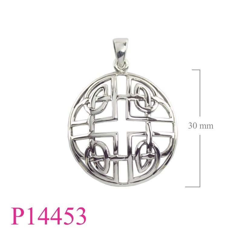 Pendant, 30mm round openwork Celtic.