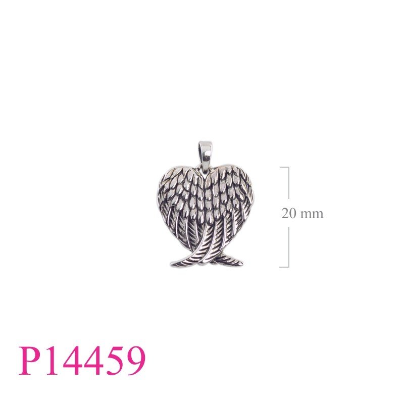 Pendant, 20mm guardian wings.