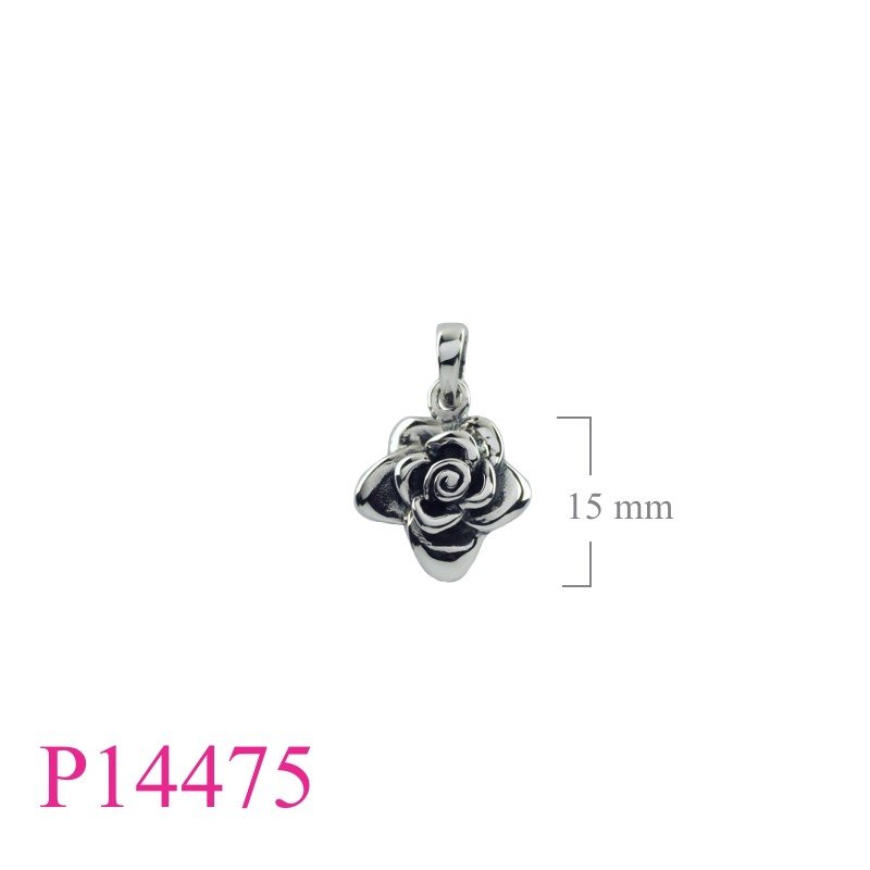 Pendant, 13mm rose.
