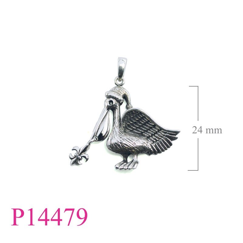 Pendant, pelican.and hanging Fleur de lis.