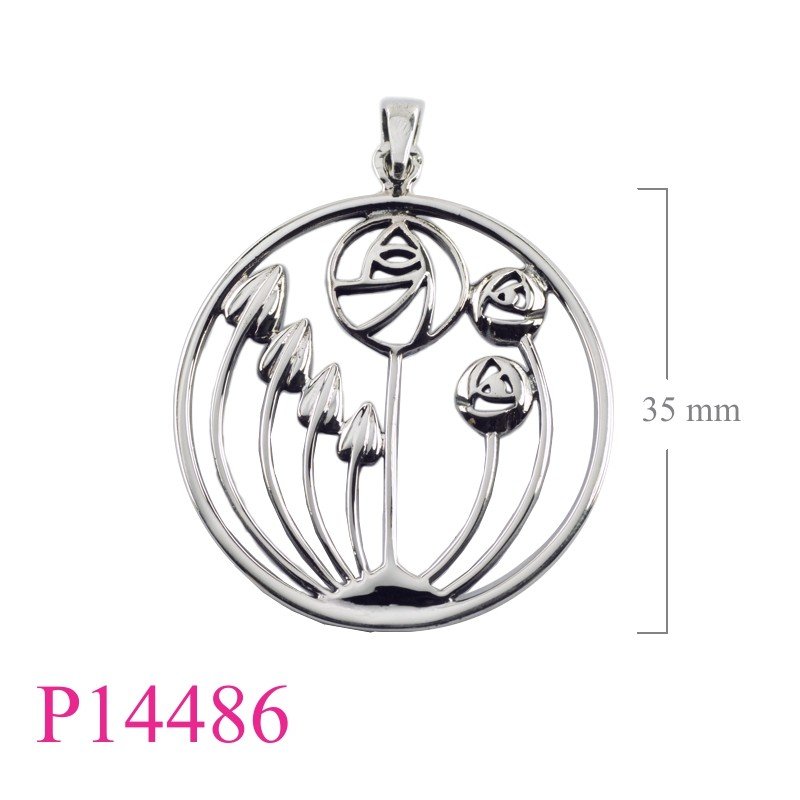 Rose Pendant, Mackintosh Pendant, 35mm round openwork Mackintosh.