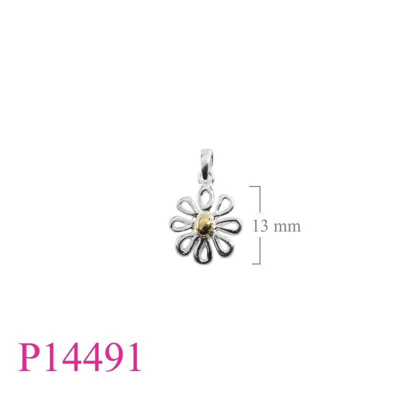 Flower Pendant, Gold Pendant, 11mm openwork  with Flash Gold plated on center.