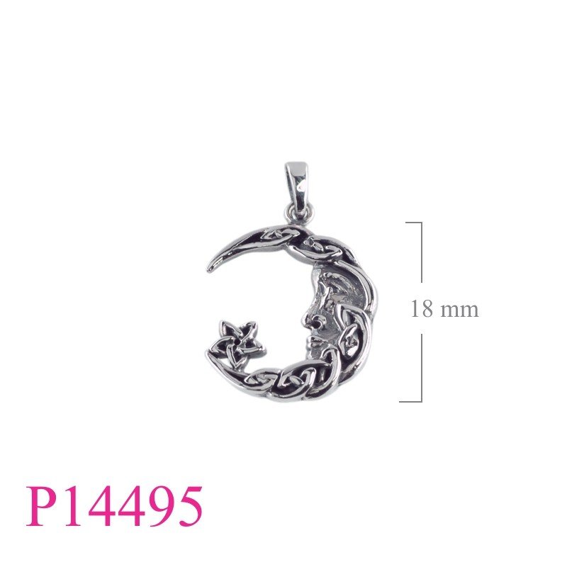 Celtic Pendant, Moon Pendant, Star Pendant, Celtic Moon and star.