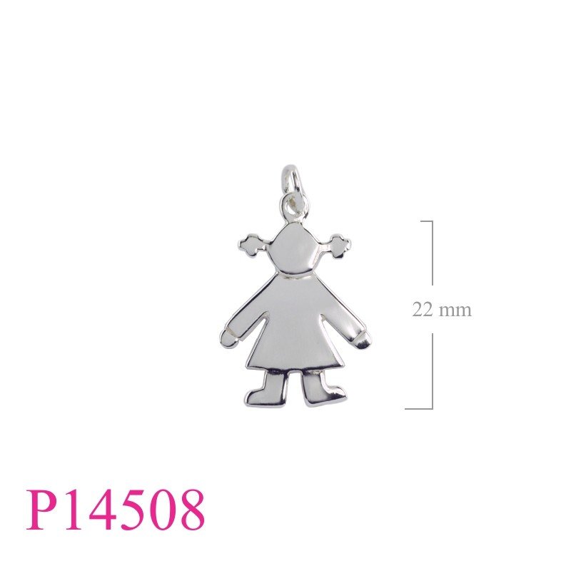 Pendant, 22mm flat girl.